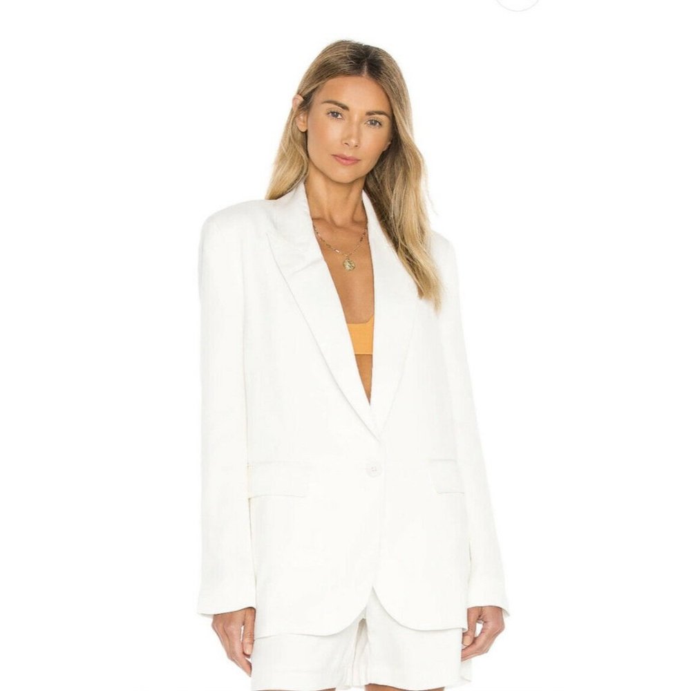 Bardot Relaxed Blazer Ivory White Linen Minimal S_5